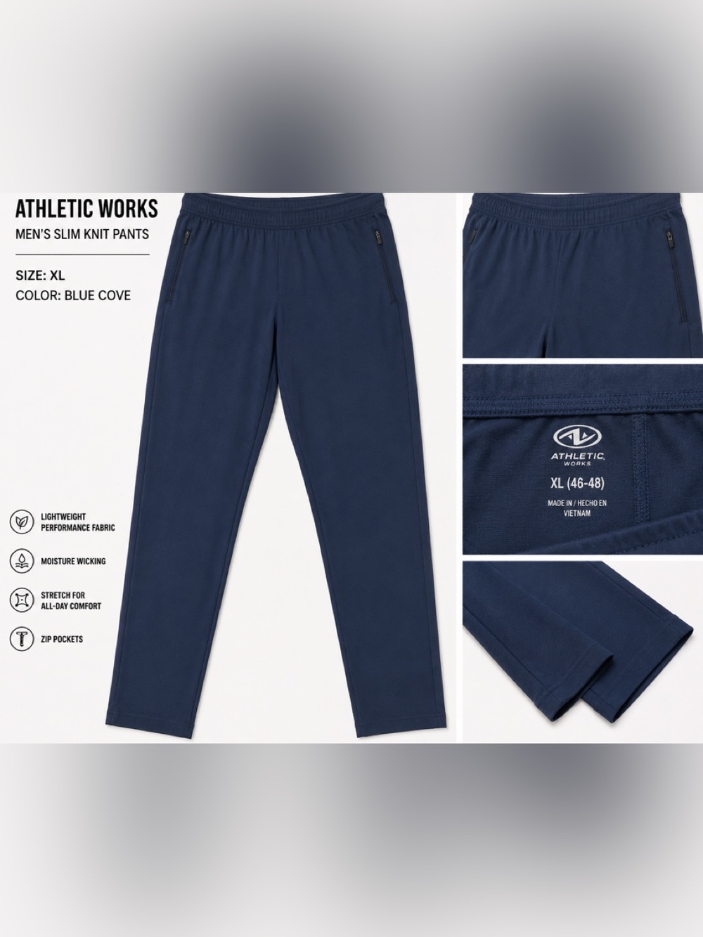 Athletic Works Men’s Performance Jogger Pants – Blue Cove – Size XL– NWT